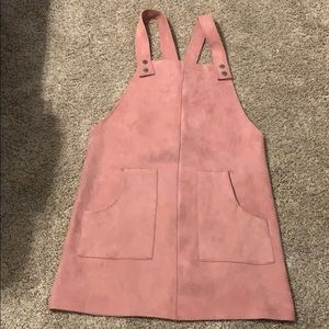 SHEIN pink faux-suede overall dress
